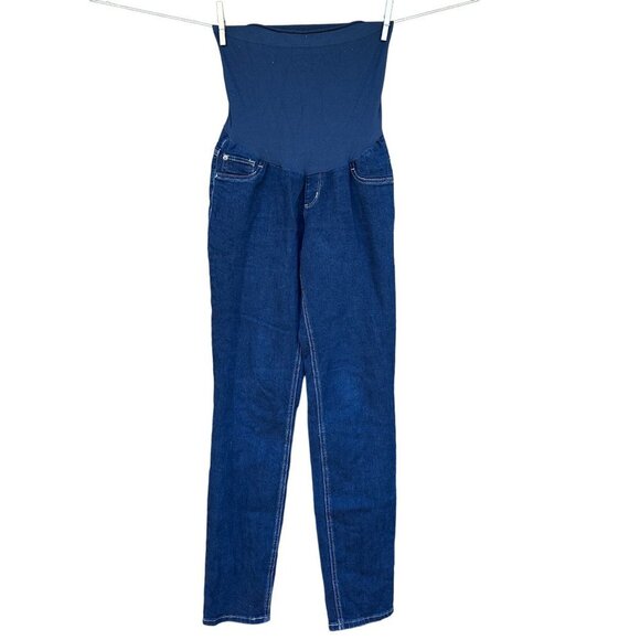 Indigo Dark Blue Maternity Skinny Stretch Size LM - Picture 2 of 15